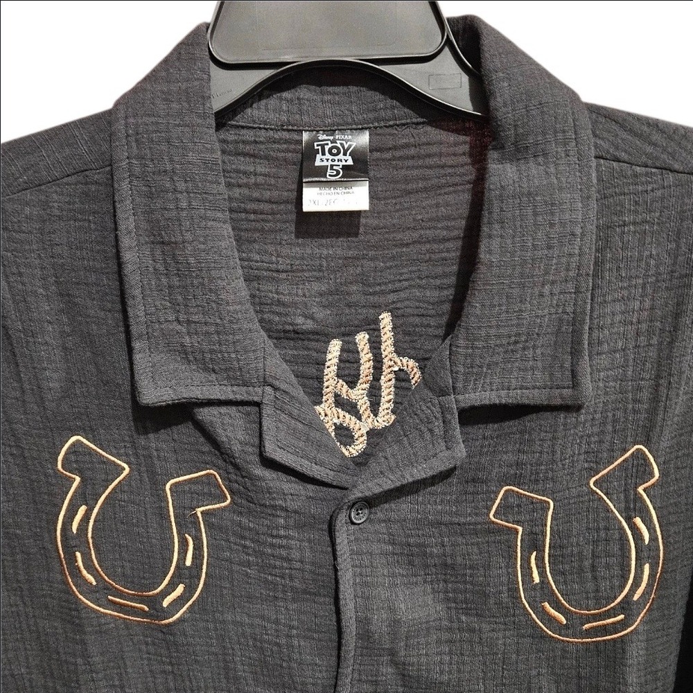 Disney Pixar Toy Story Woody Bullseye Gauze Shirt Gray Mens 2XL XXL Cowboy New - Picture 4 of 9